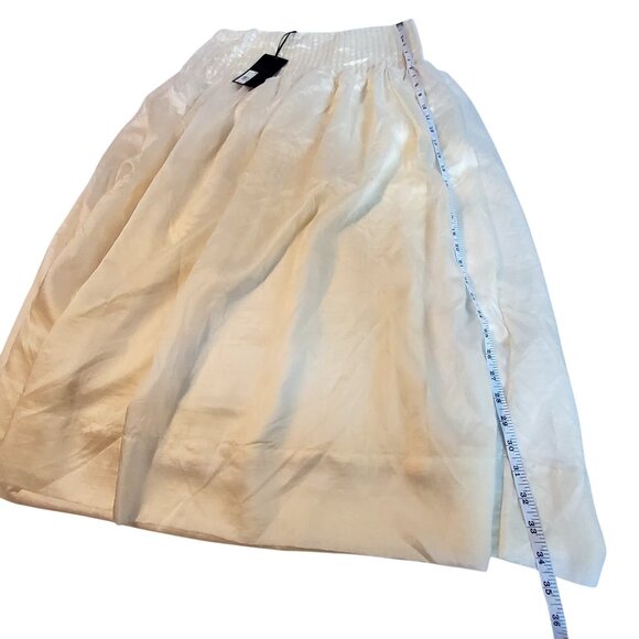 Future Collective Womens Cream Pleated Midi Skirt 10 Made from lightweight fabr - Picture 4 of 9